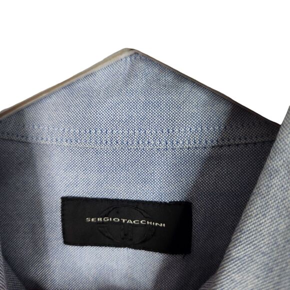 SERGIO TACCHINI Shirt Mens Large Blue Button Down Long Sleeve Dress Shirt Career - Picture 5 of 8